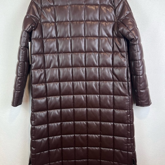 Calvin Klein Women's Collarless Long Quilted Jacket - Coffee Bean Rich Brown - Picture 6 of 12